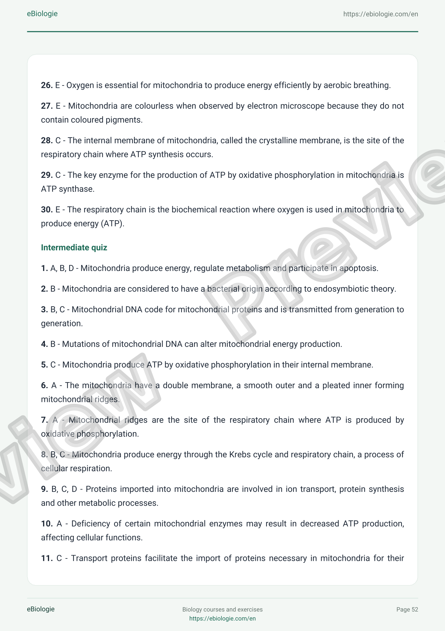 e-Book PDF: Mitochondria - Course and Quiz