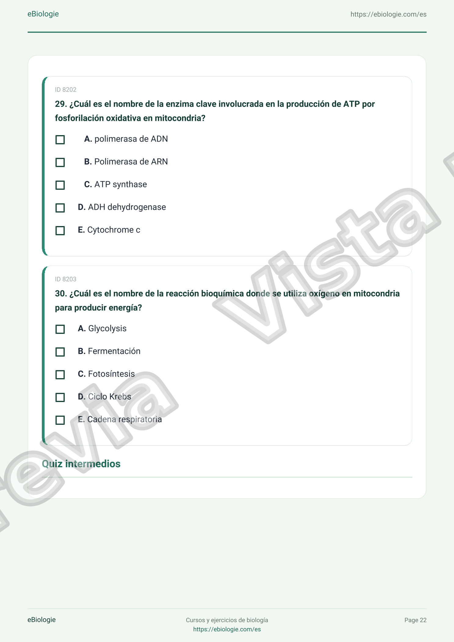 e-Book PDF: Mitocondrias - Curso y cuestionario