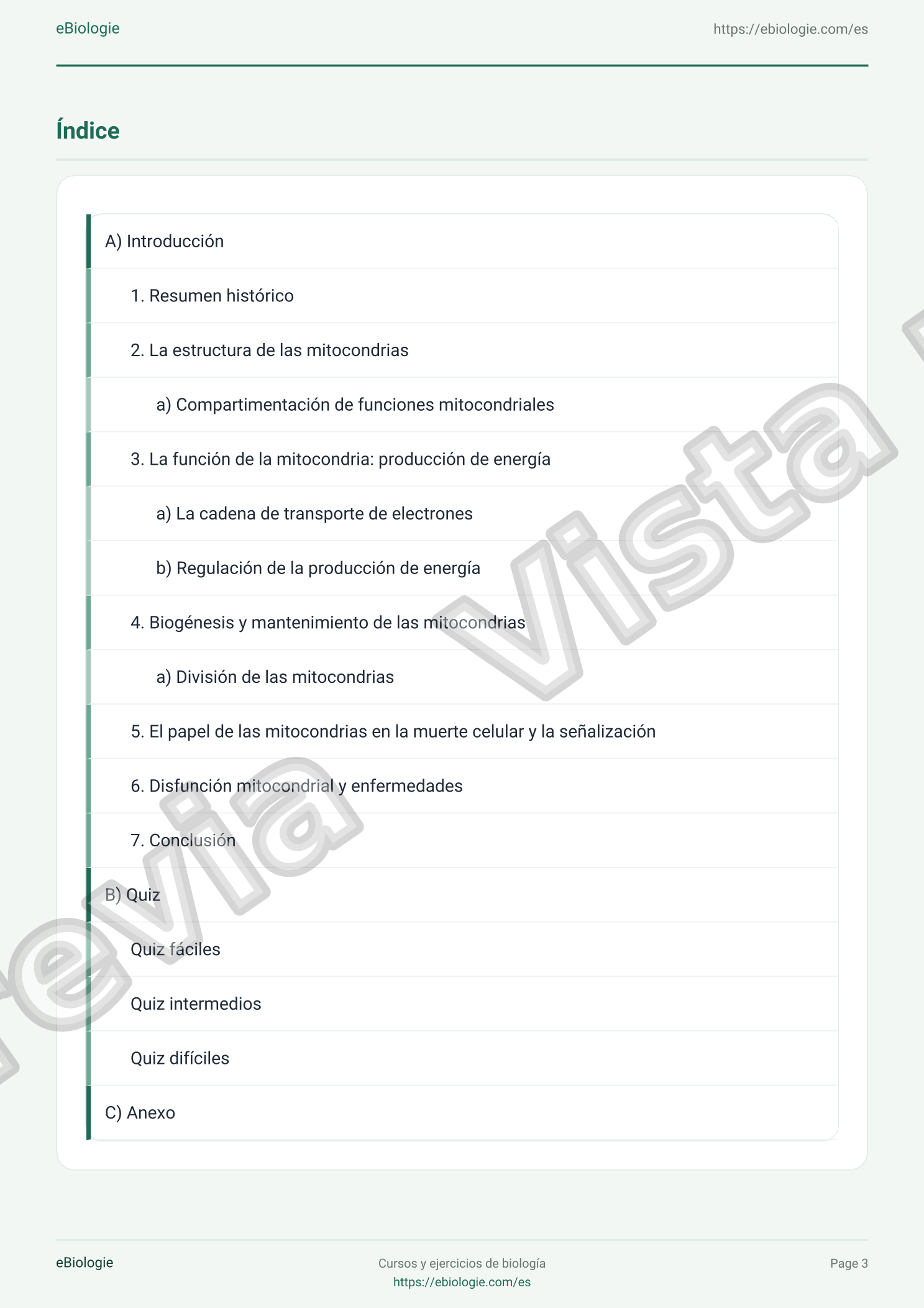 e-Book PDF: Mitocondrias - Curso y cuestionario