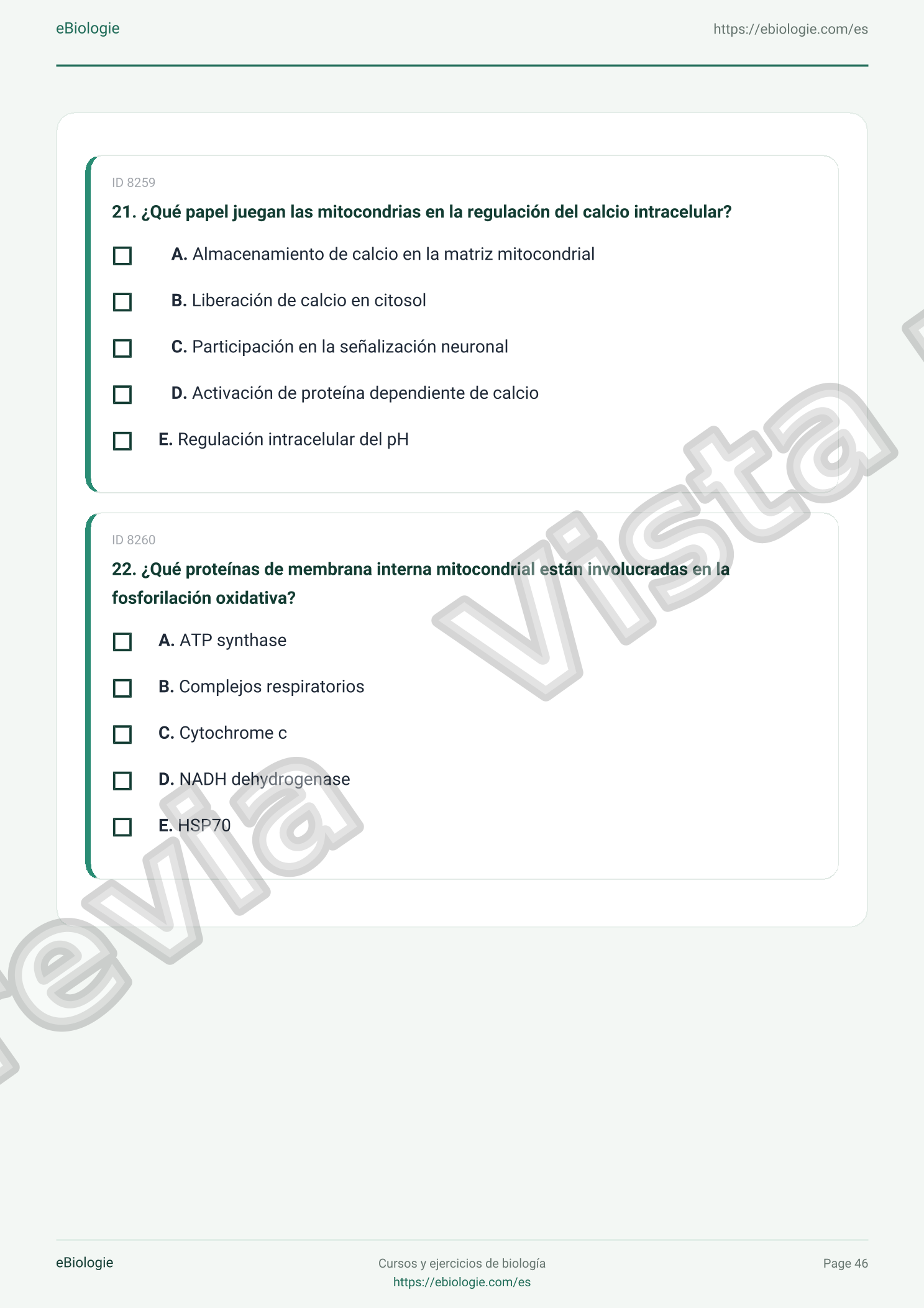 e-Book PDF: Mitocondrias - Curso y cuestionario