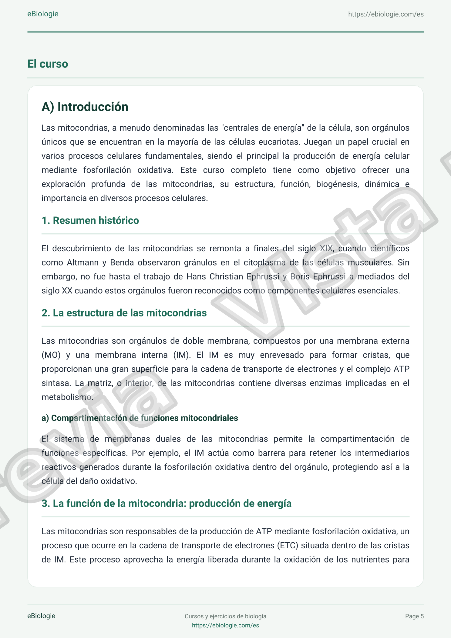 e-Book PDF: Mitocondrias - Curso y cuestionario