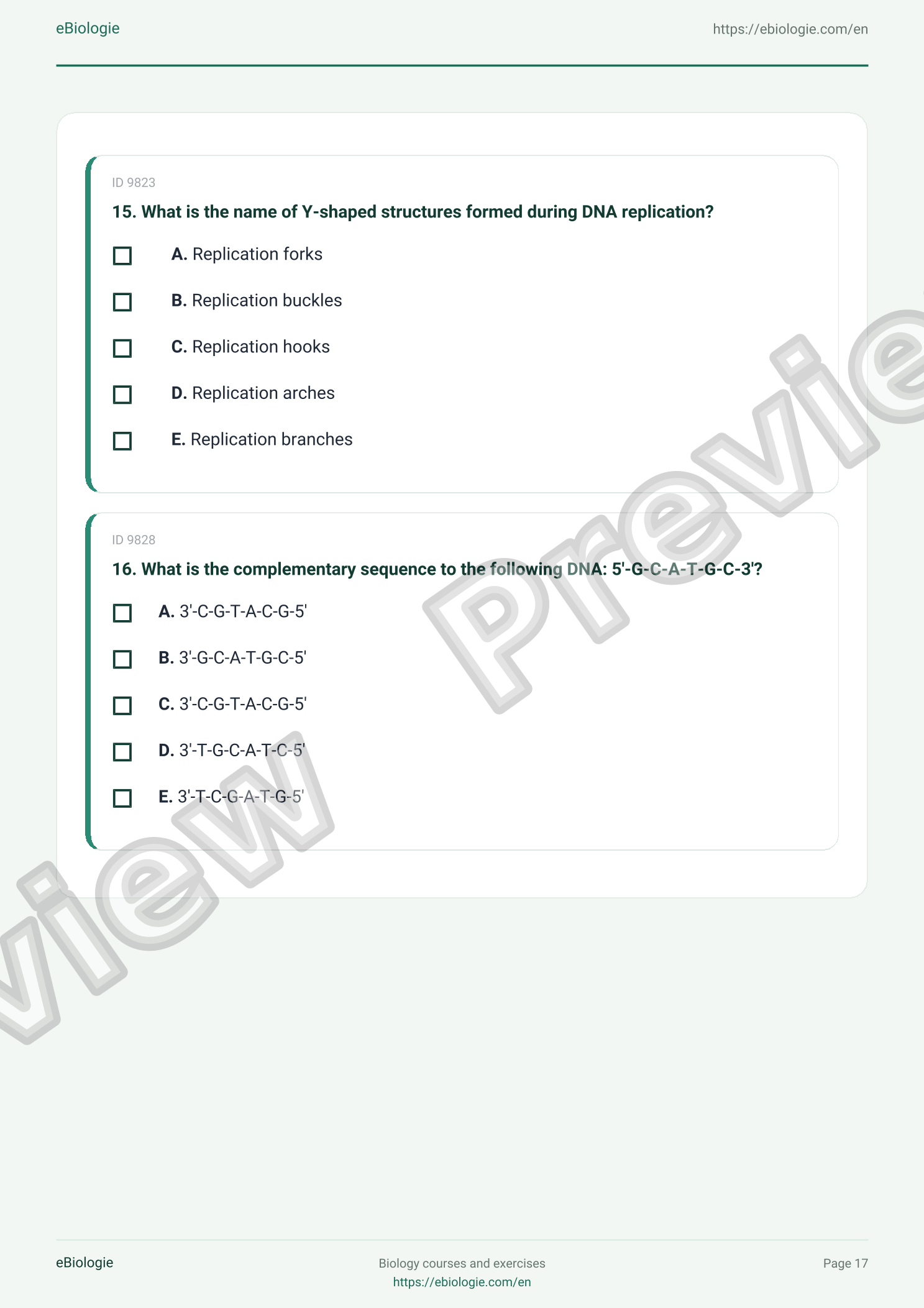 eBook PDF: DNA Replication - Course and Quiz