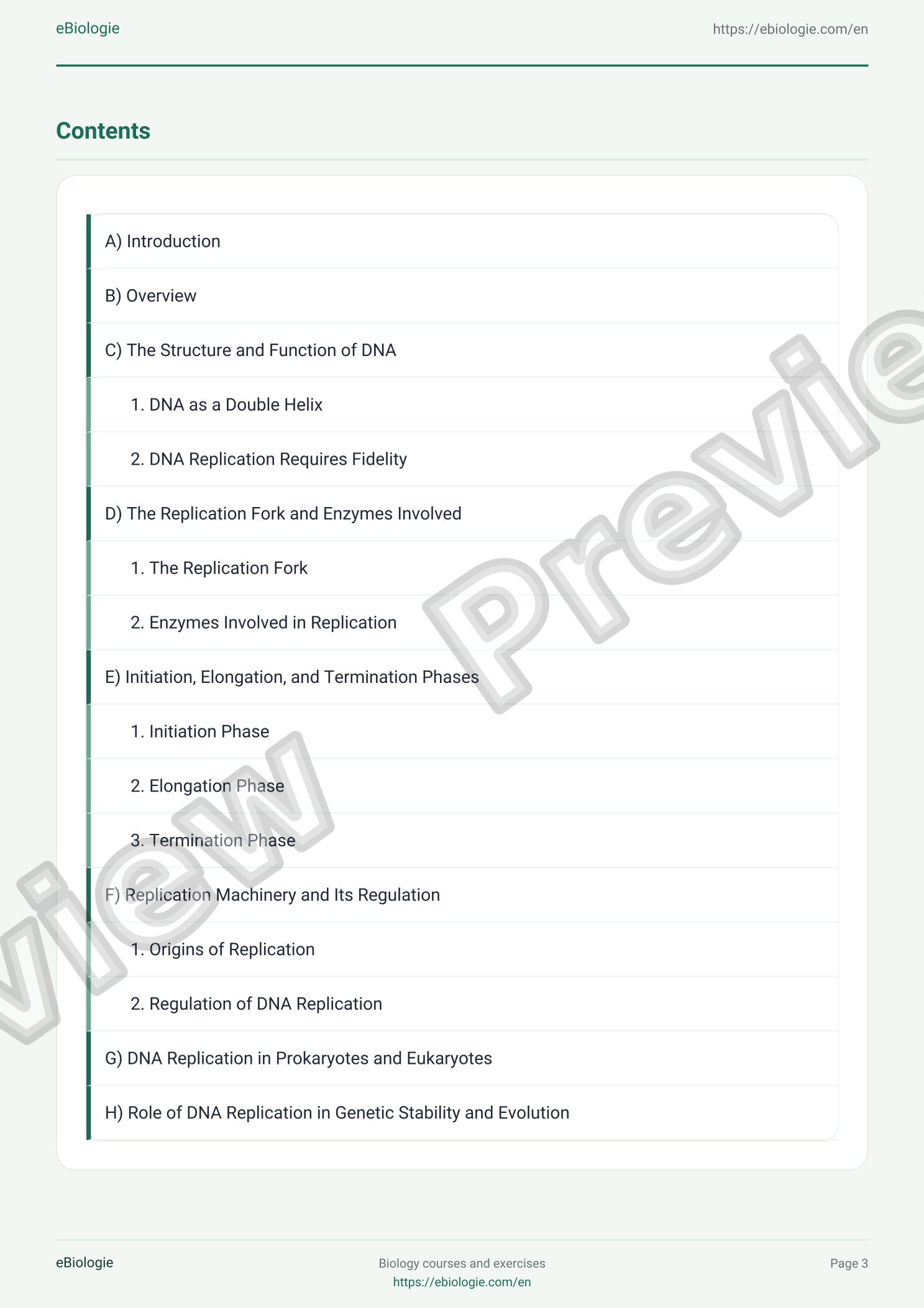 eBook PDF: DNA Replication - Course and Quiz