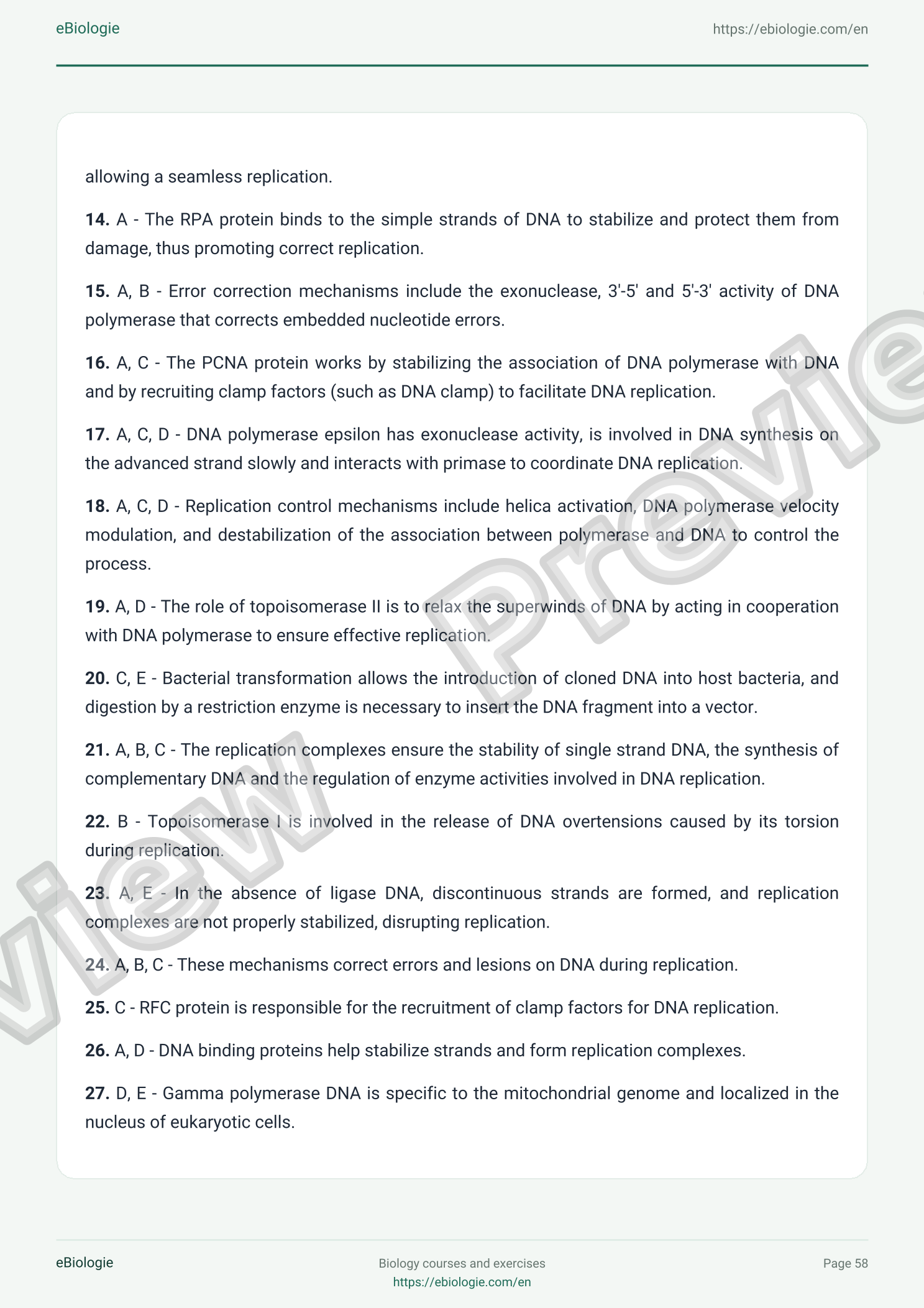 eBook PDF: DNA Replication - Course and Quiz
