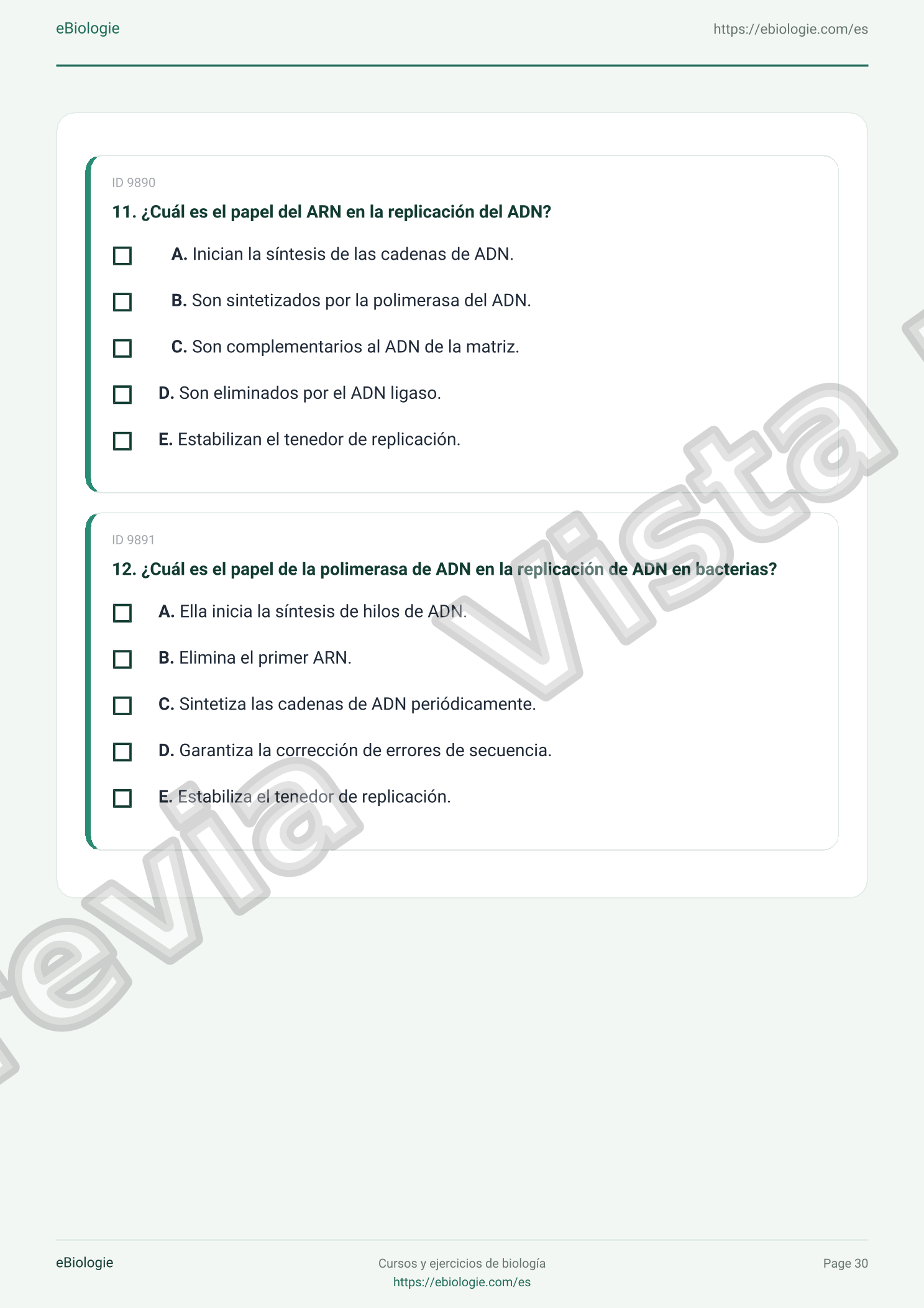 e-Book PDF: Replicación del ADN - Curso y cuestionario