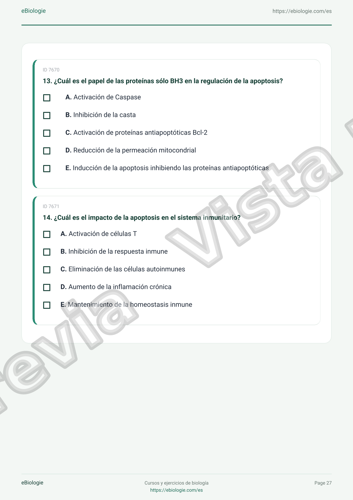 e-Book PDF: Apoptosis - Curso y cuestionario