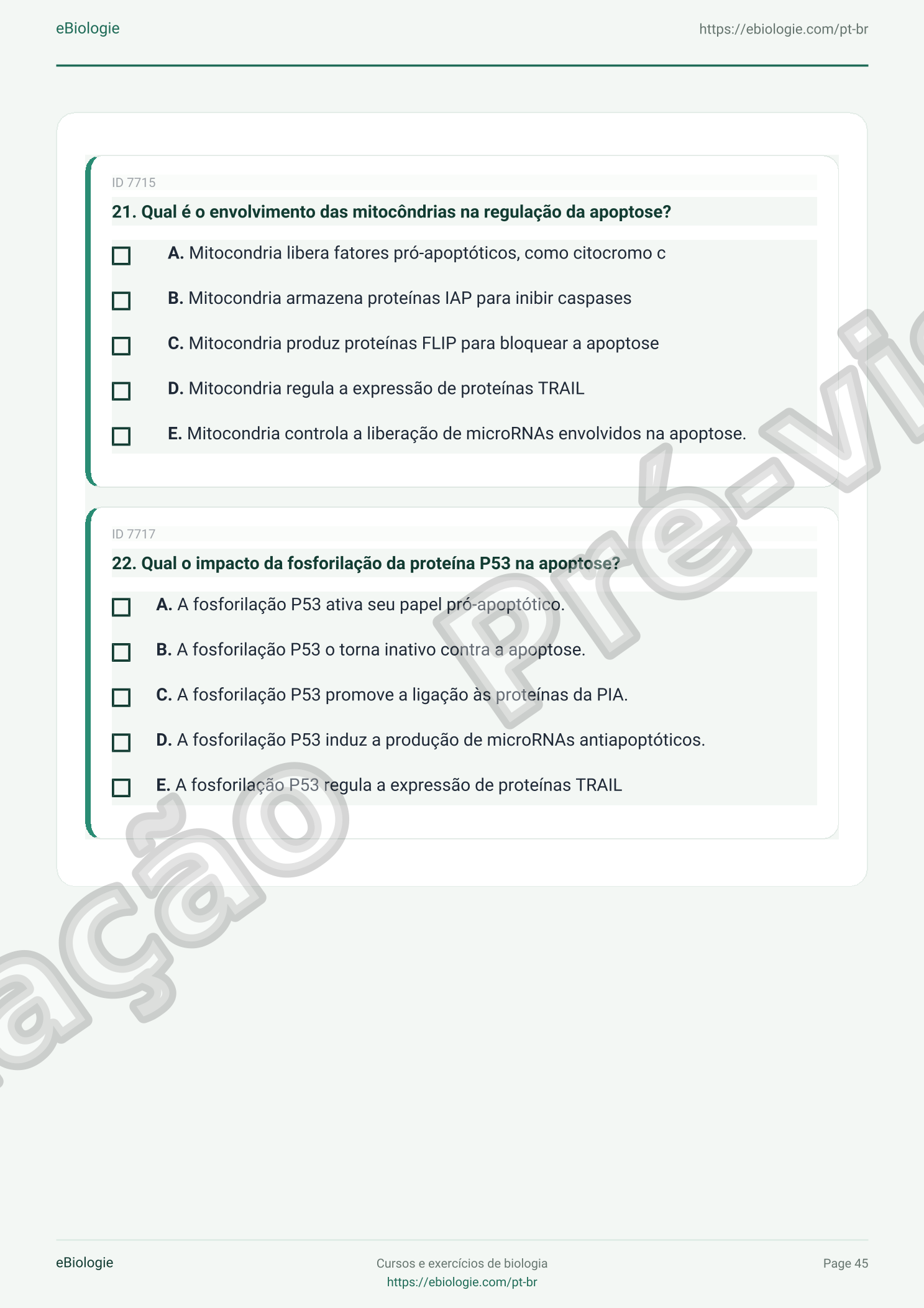 e-Book PDF: Apoptose - Curso e Questionário