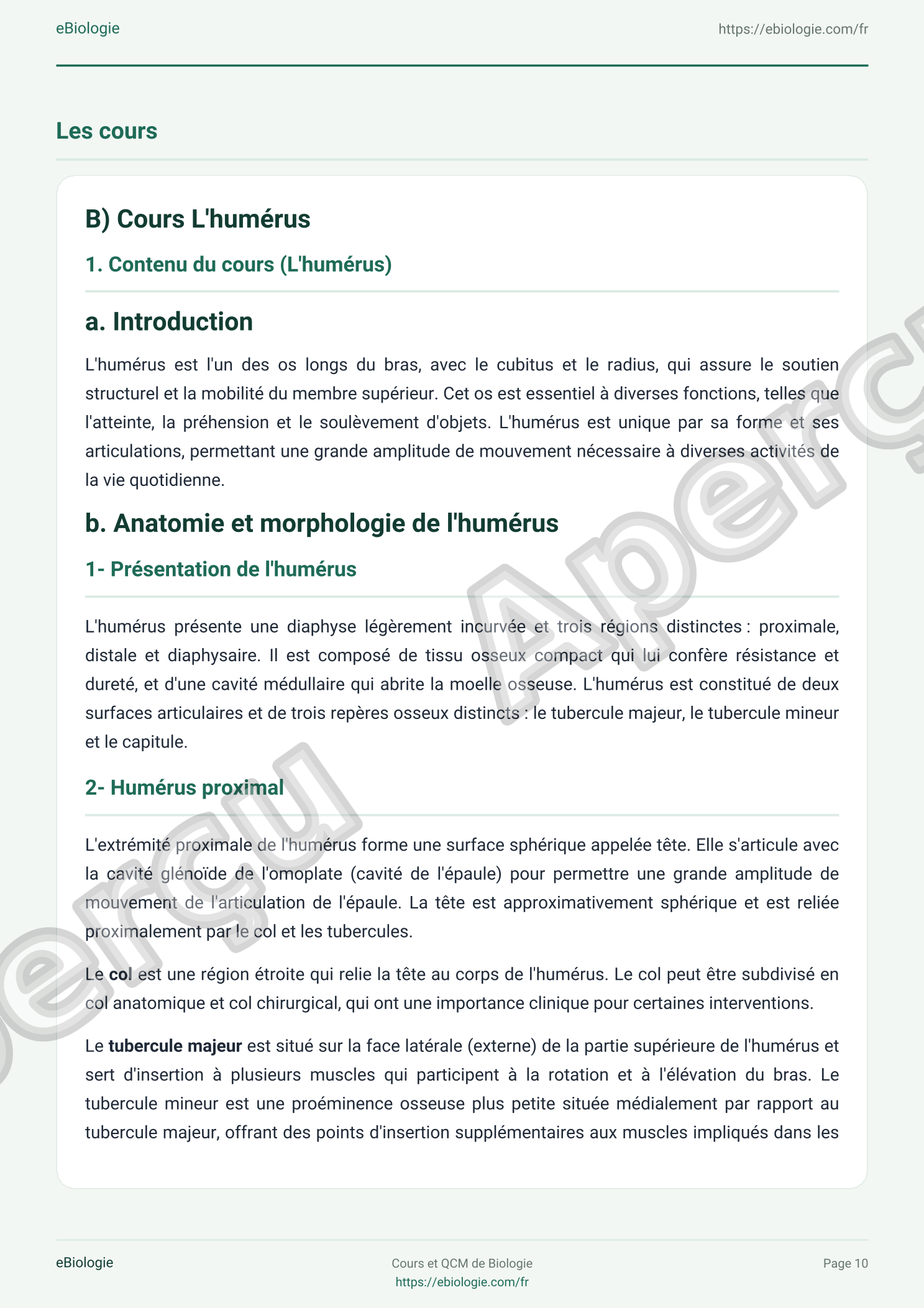 e-Book PDF : Ostéologie du membre supérieur - Cours et QCM (Quiz)