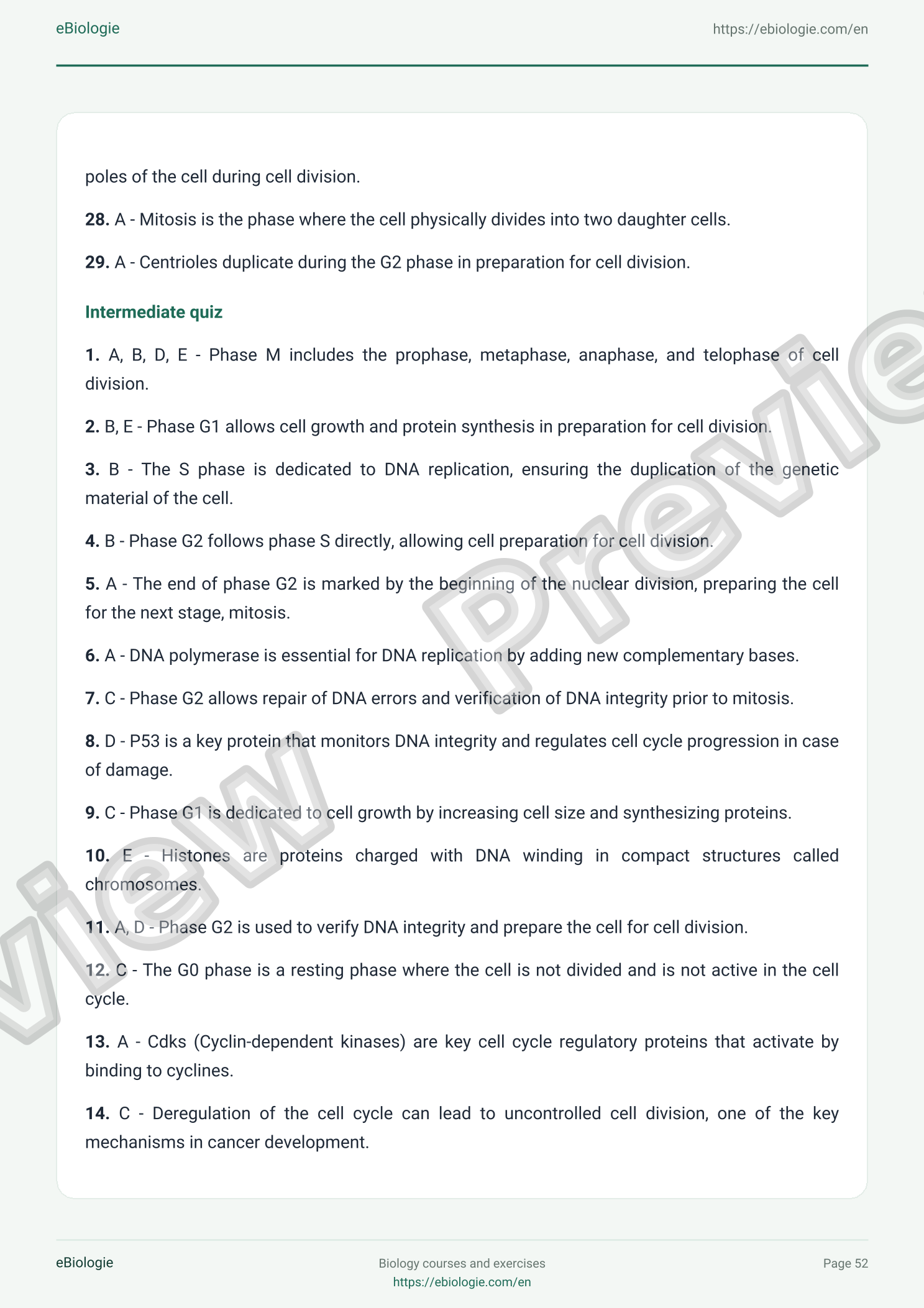 eBook PDF: The Cell Cycle - Course and Quiz