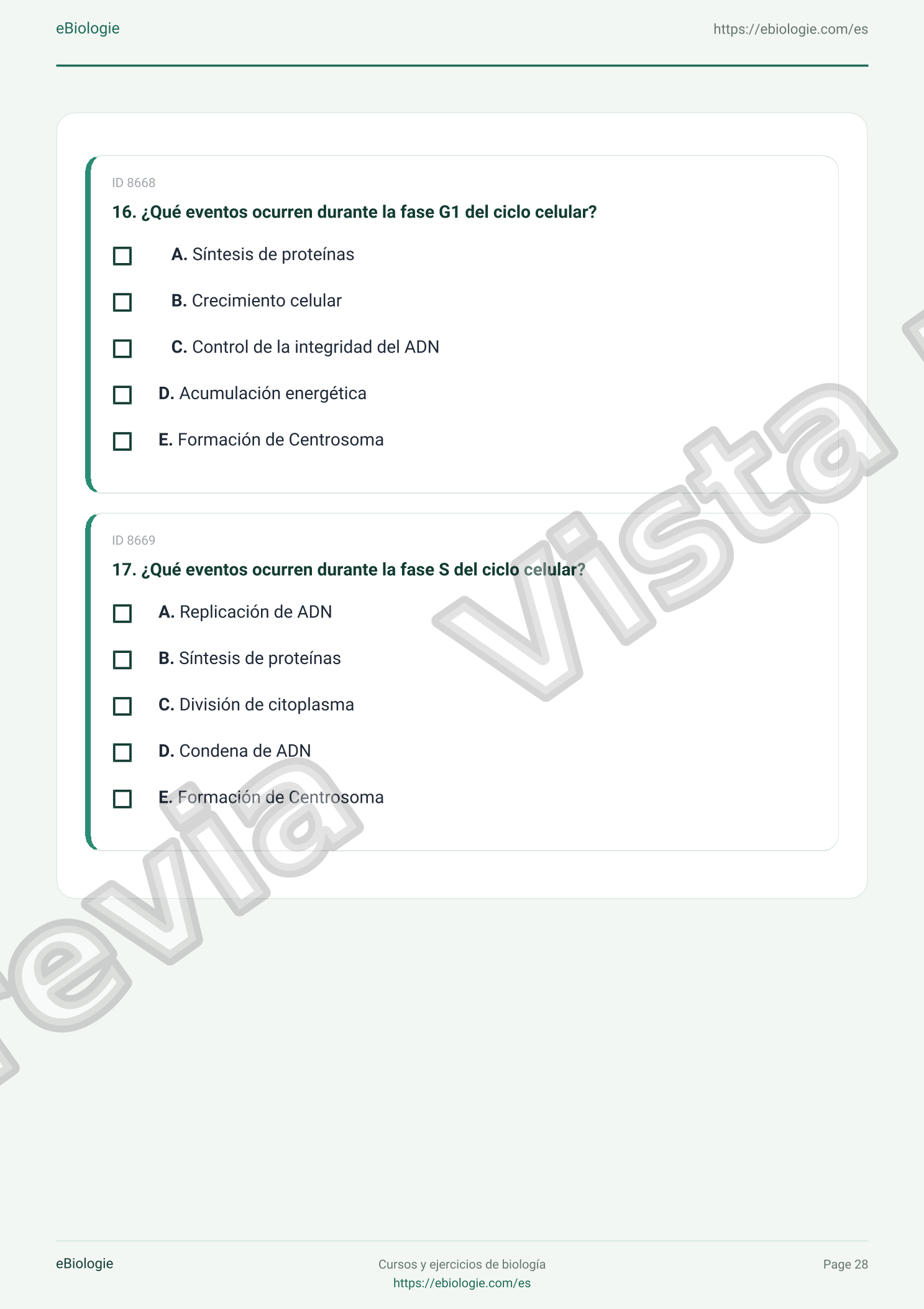 e-Book PDF: El ciclo celular - Curso y cuestionario