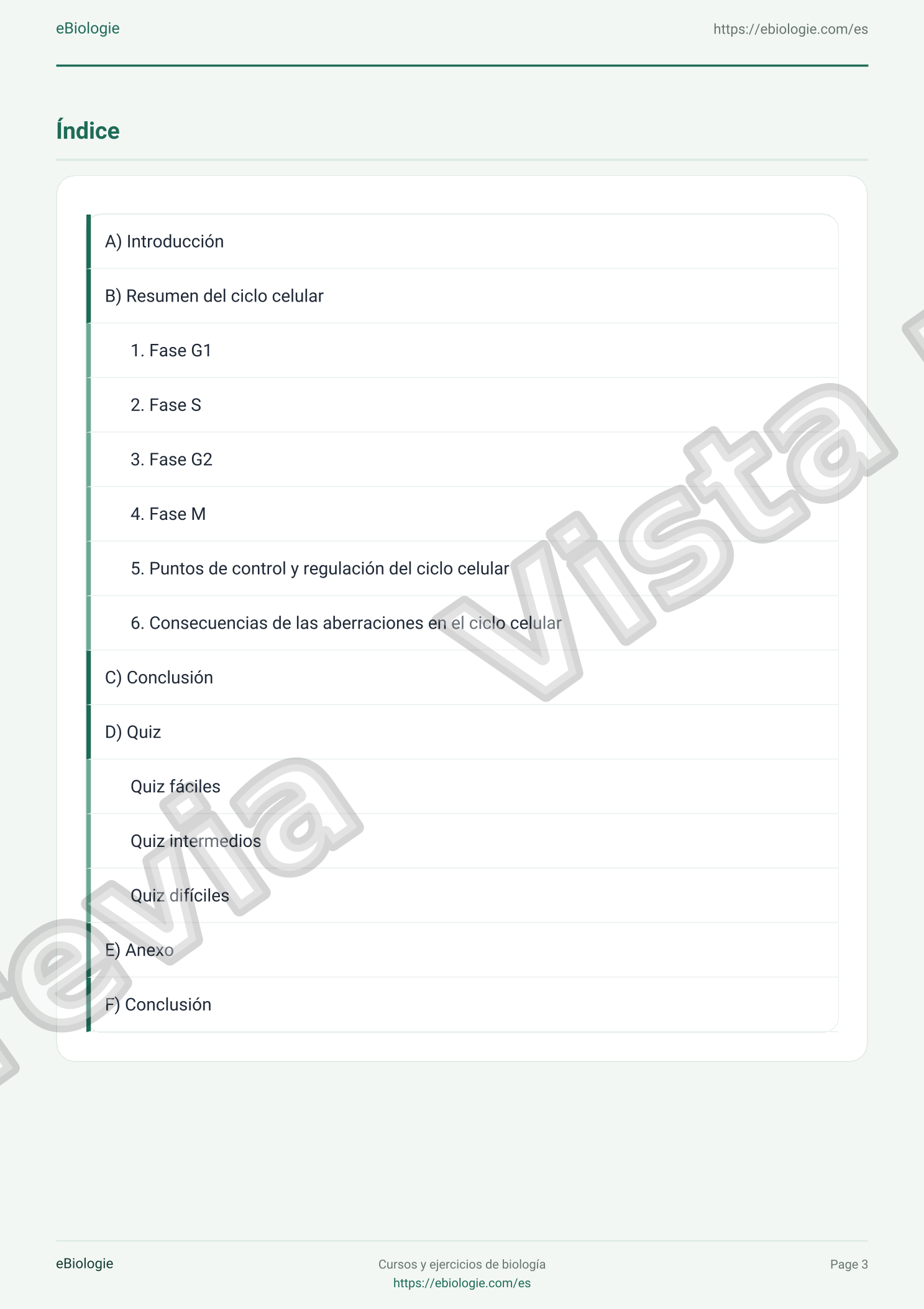 e-Book PDF: El ciclo celular - Curso y cuestionario
