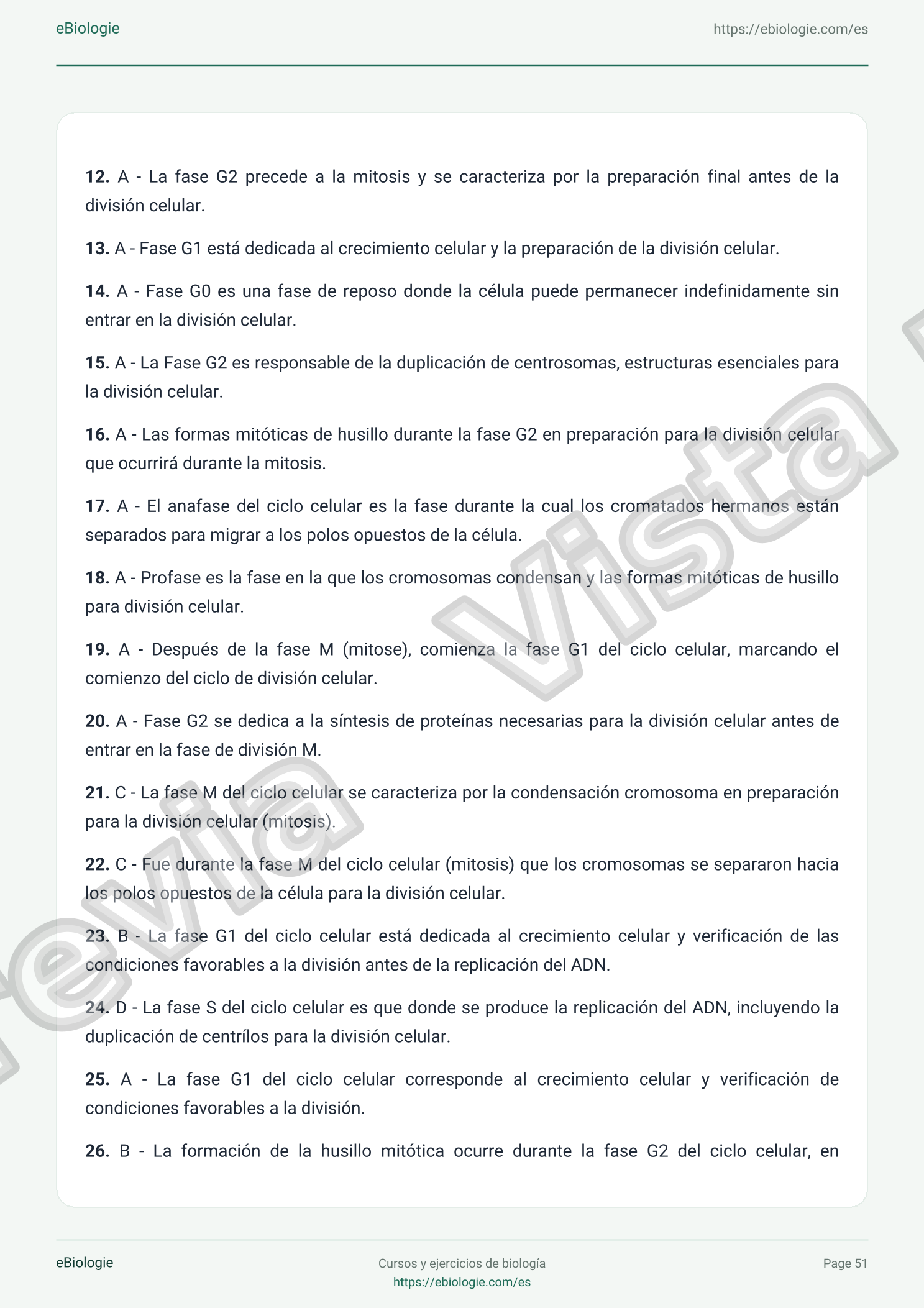 e-Book PDF: El ciclo celular - Curso y cuestionario