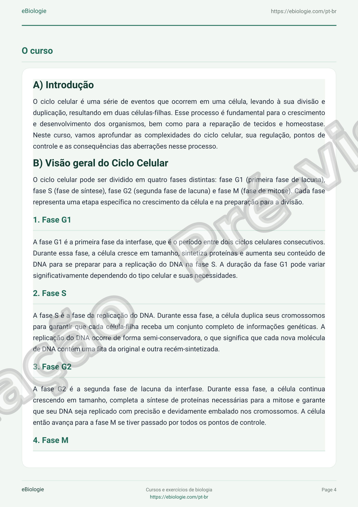 e-Book PDF: O Ciclo Celular - Curso e Questionário