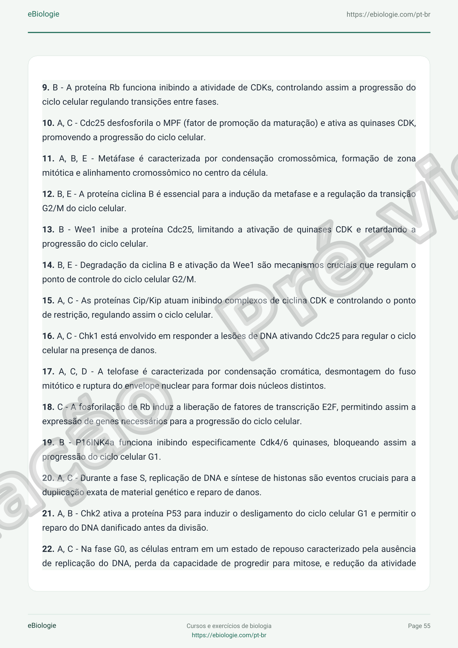 e-Book PDF: O Ciclo Celular - Curso e Questionário